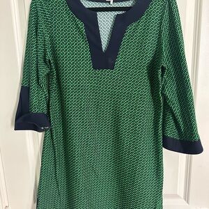 Jude Connally Green and Navy Long Sleeve Tunic Dress